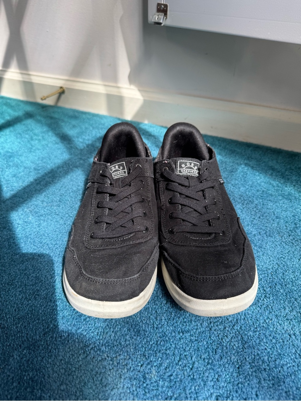 Skechers Black Low-Top Lace-Up Sneakers with White Sole